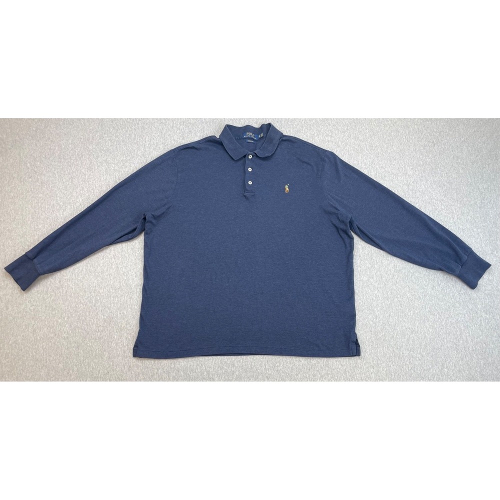 Polo Ralph Lauren Polo Mens XL Blue 100% Cotton Flesh Pony Long Sleeve